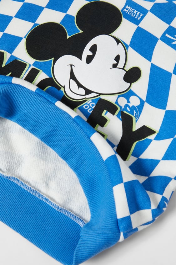 ZARA MICKEY MOUSE DISNEY CHECKERED SWEATSHIRT