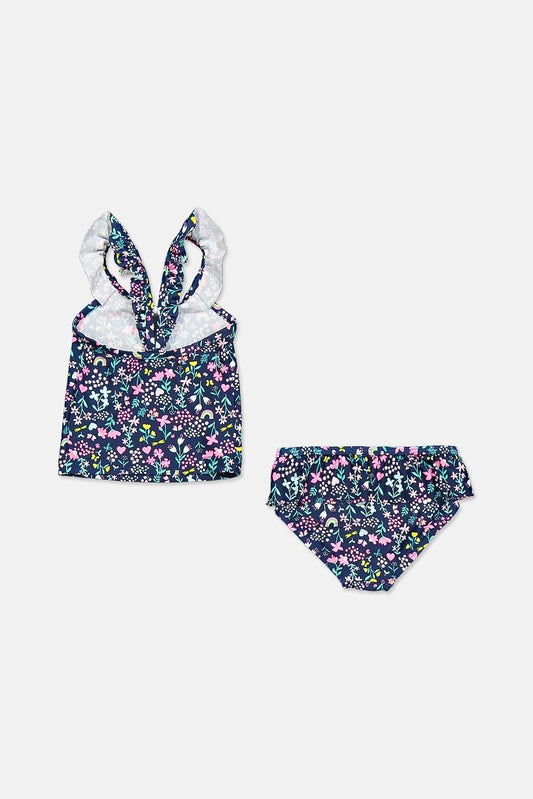 Carters Toddlers Girls 2 Pc Floral Set swimwear, Navy Blue Combo