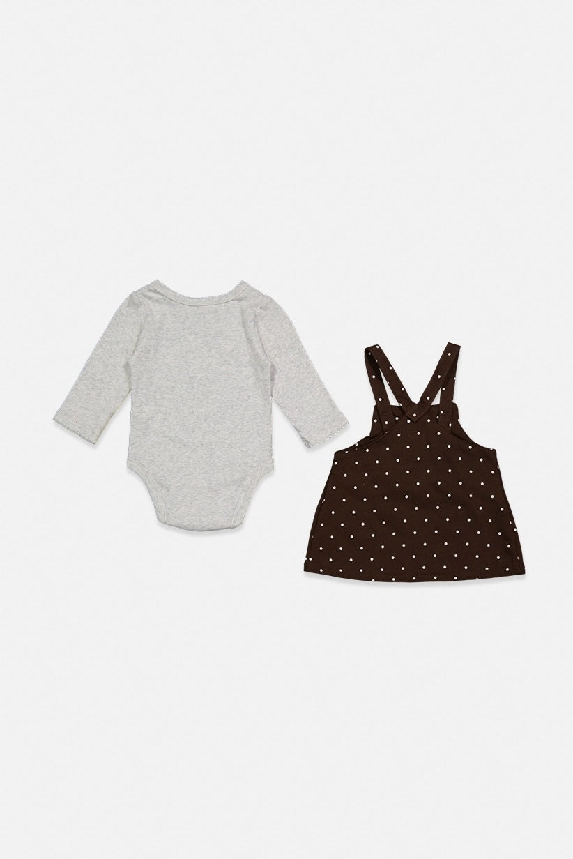 Carters Toddler Girl's 2-Piece Heather Bodysuit and Polka Dots Dress Set