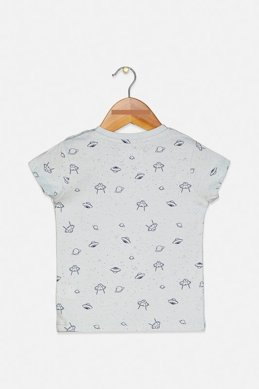 Sinsay Toddler Boy's Allover Print T-Shirt, Light Blue