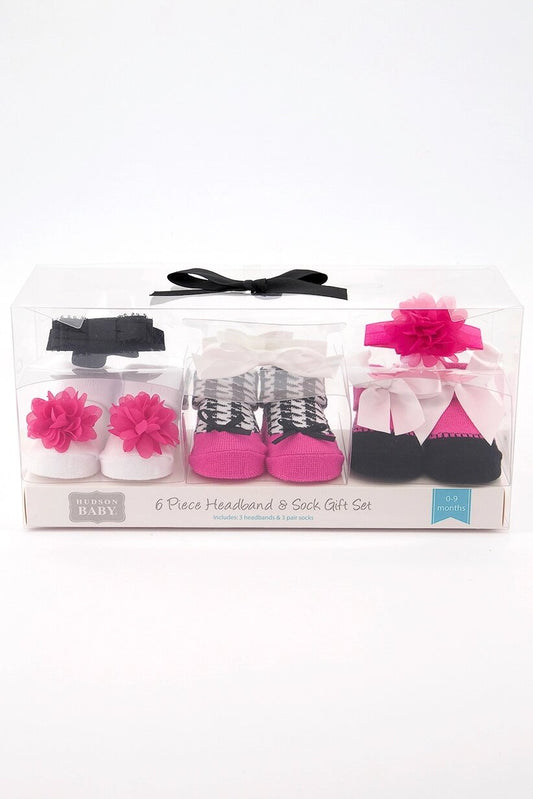Hudson Baby 3 Pairs Sock Gift Set 3 Pieces Headband