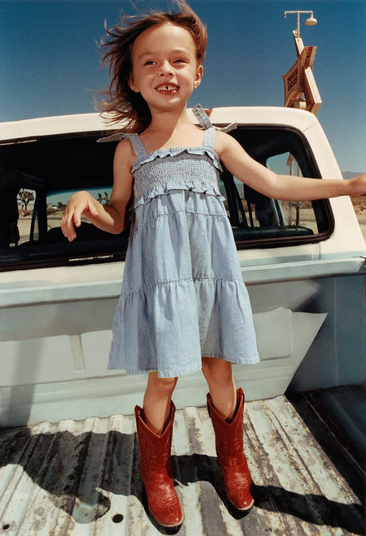 ZARA STRIPED DENIM DRESS