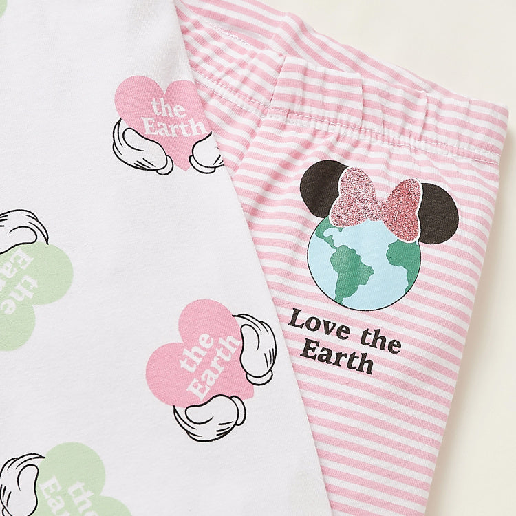Disney Minnie Mouse Print Leggings with Elasticised Waistband