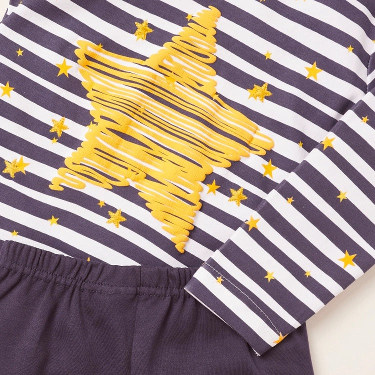 Juniors Printed Round Neck T-shirt and Full Length Pajama Set