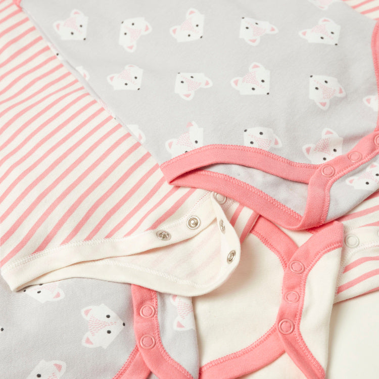 Juniors Printed Sleeveless Bodysuit with Round Neck - Set of 5