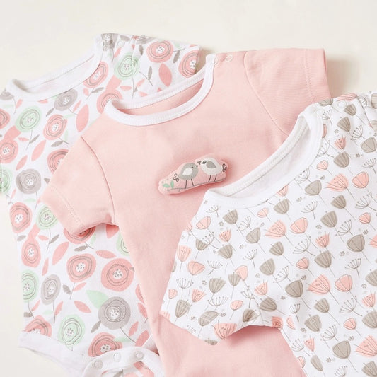 Juniors Printed Bodysuit with Short Sleeves - Set of 5