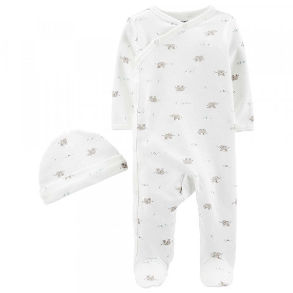 Carters white elephant print Romper
