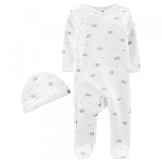 Carters white elephant print Romper