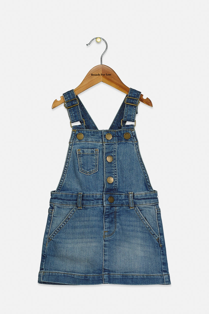 GAP Toddlers Girl's Plain Sleeveless Snap Button Denim Jumper