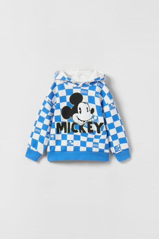 ZARA MICKEY MOUSE DISNEY CHECKERED SWEATSHIRT