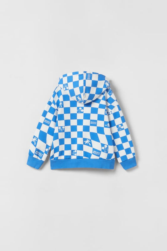 ZARA MICKEY MOUSE DISNEY CHECKERED SWEATSHIRT