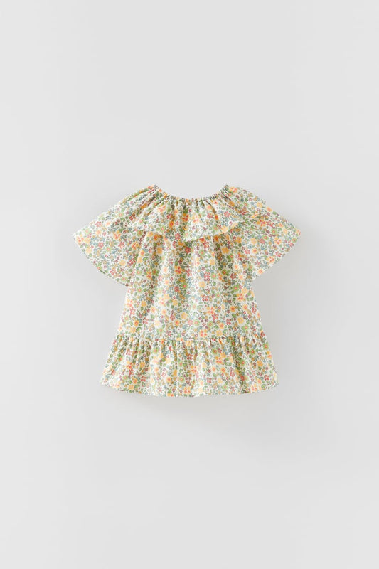 ZARA FLORAL RUFFLED SHIRT