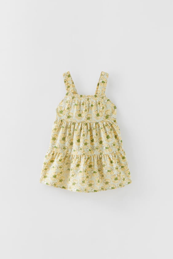 ZARA GATHERED DRESS WITH FLOWERS