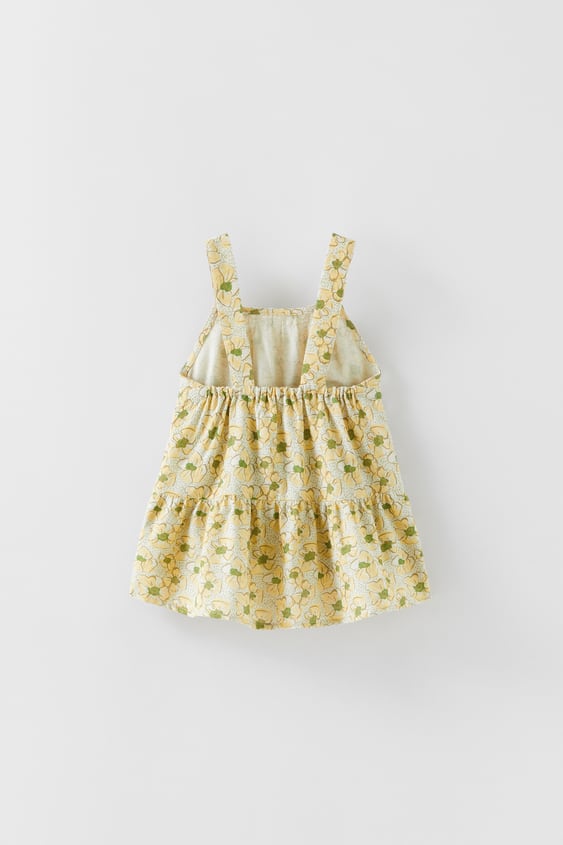 ZARA GATHERED DRESS WITH FLOWERS