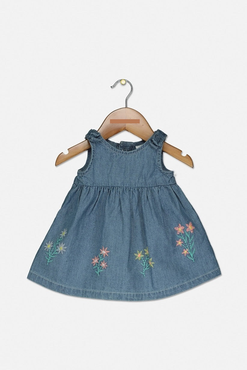 Carters Baby Girls Embroidered Cotton Chambray Dress