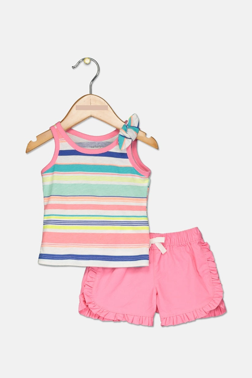 Carters Baby Girls' 2-Piece Striped Top & Shorts Set