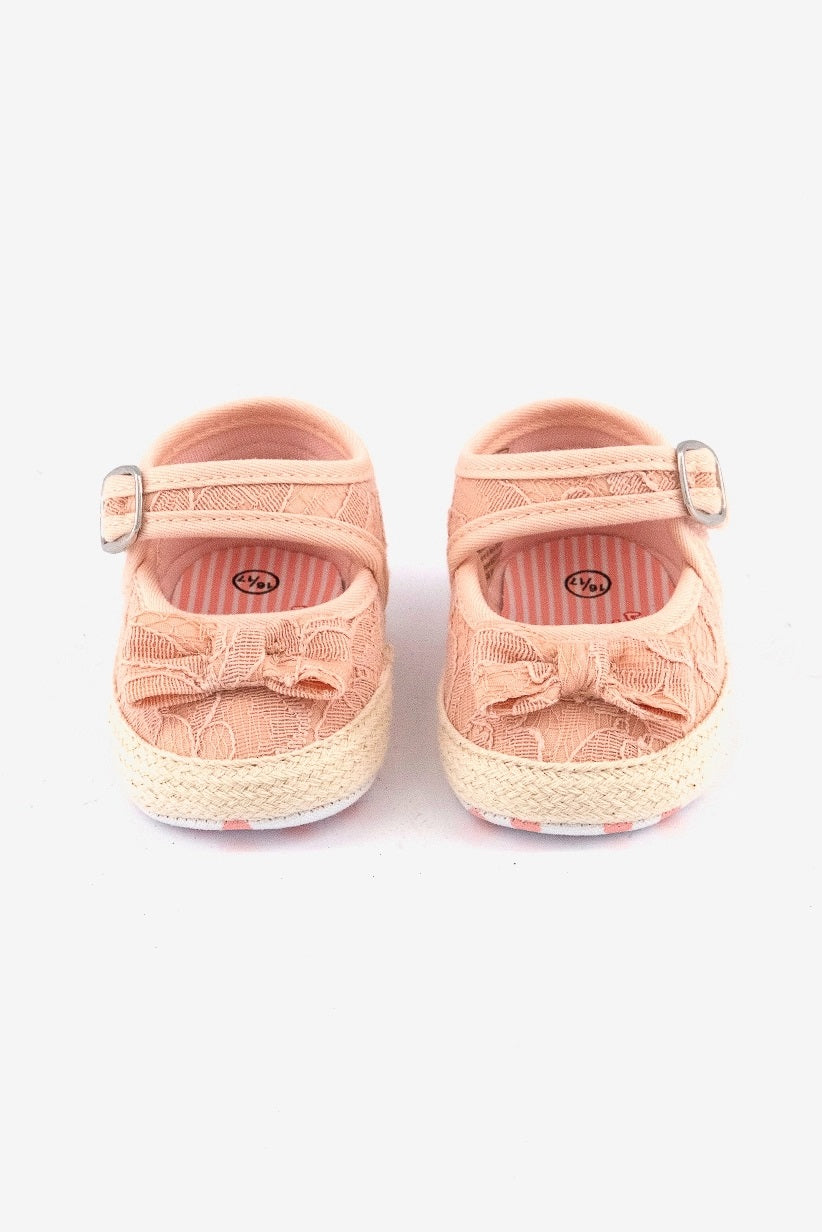 Original Marines Baby Girls Ribbon Detail Velcro Closure Shoes, Pink