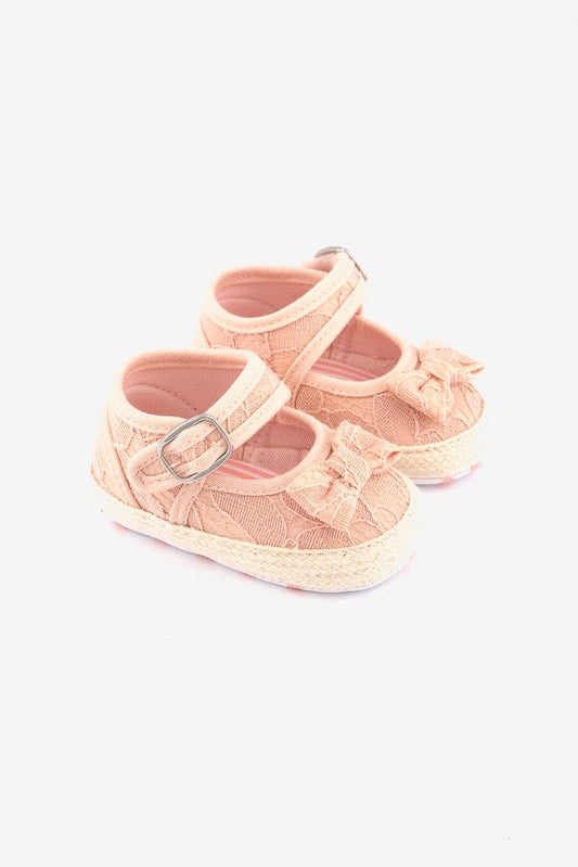 Original Marines Baby Girls Ribbon Detail Velcro Closure Shoes, Pink
