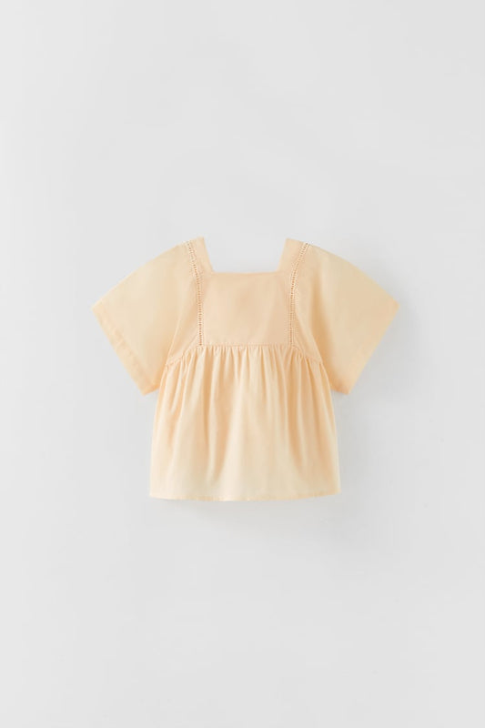 ZARA LACE TRIM EMBROIDERED SHIRT