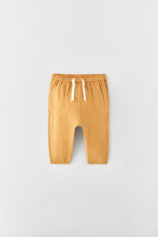 ZARA Textured Trousers Ochre