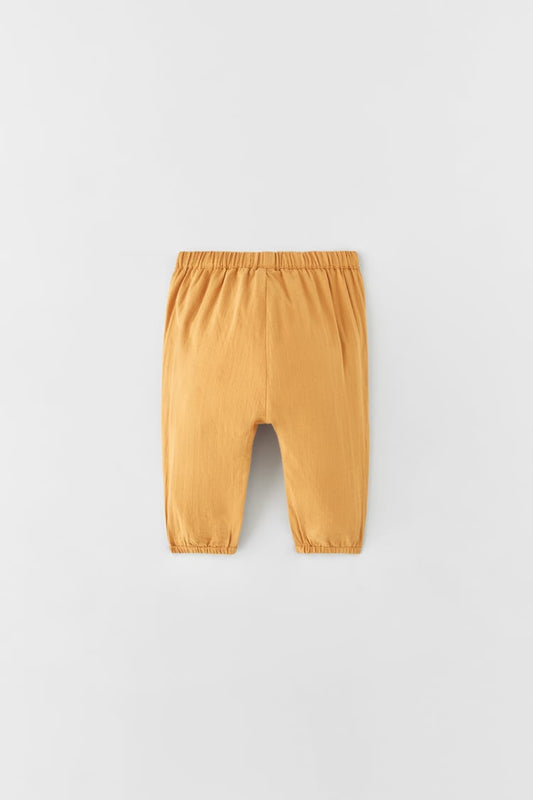 ZARA Textured Trousers Ochre