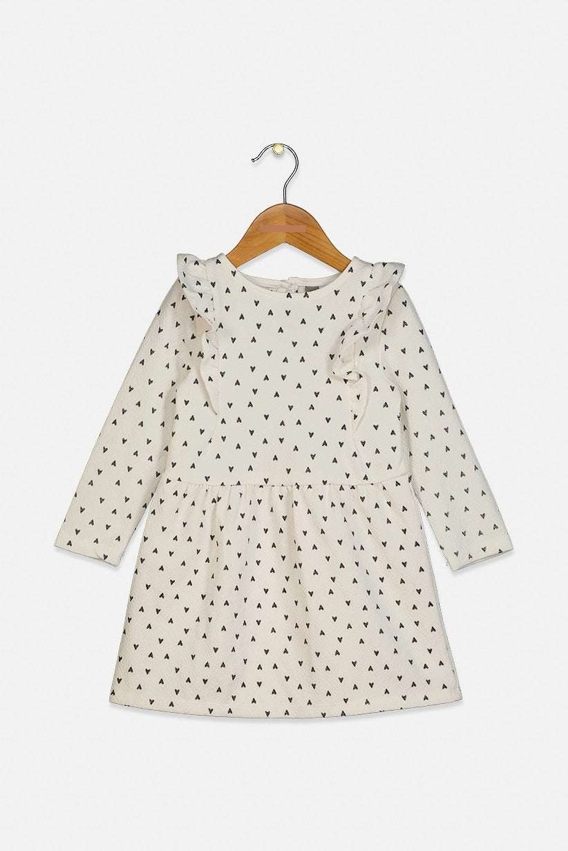 PRIMARK Toddler Girl's Heart Print Dress, White