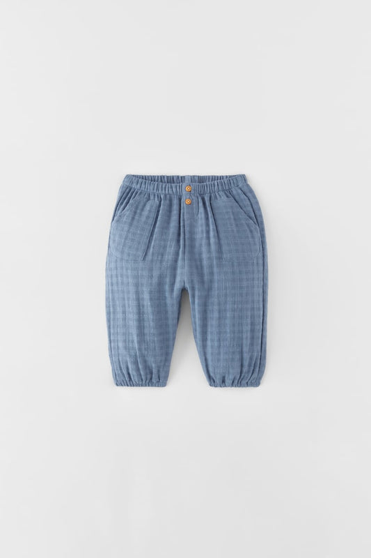 ZARA TEXTURED CHECK TROUSERS
