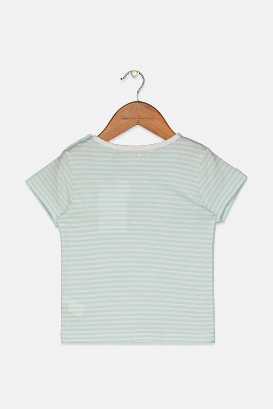 Reserved Toddler Girl's Round Neck Short Sleeve Stripe Top