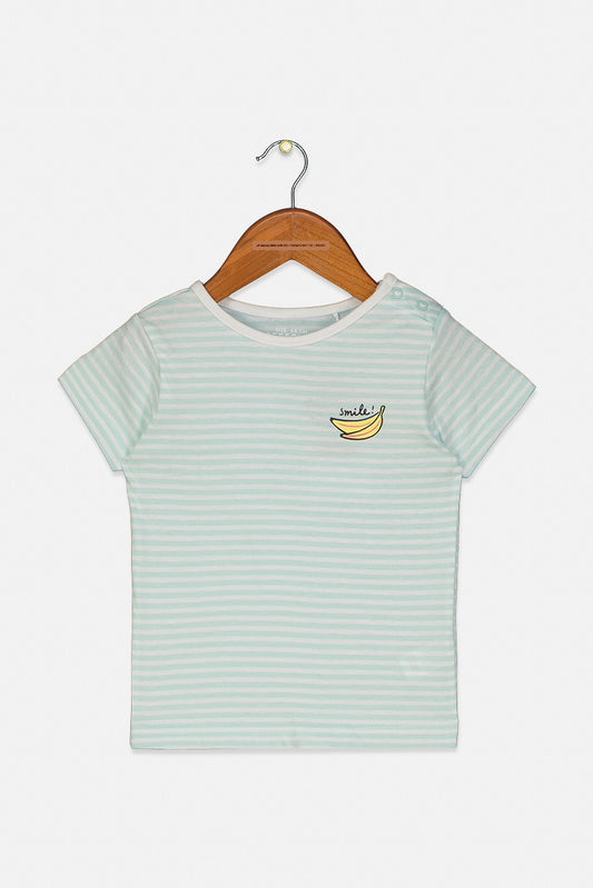 Reserved Toddler Girl's Round Neck Short Sleeve Stripe Top