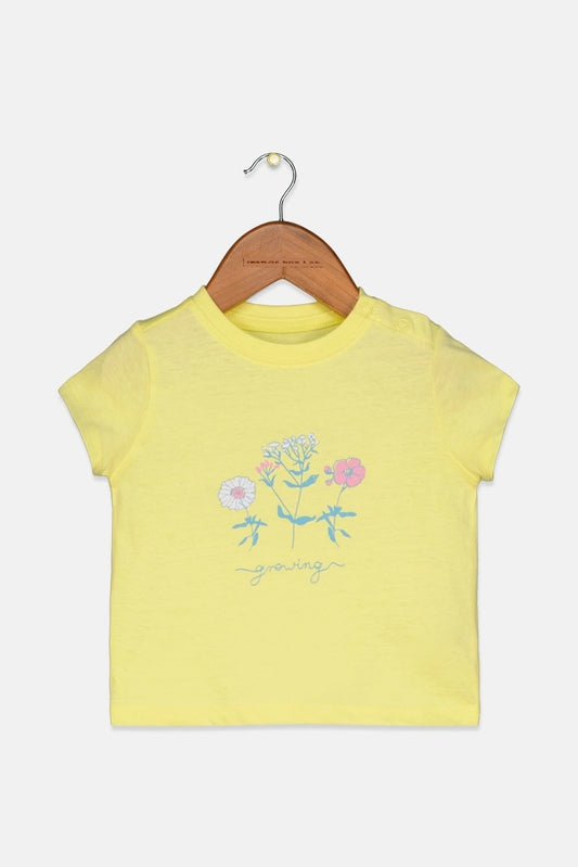 Fox & Bunny By Sinsay Toddler Girl's Floral Print Tee, Yellow