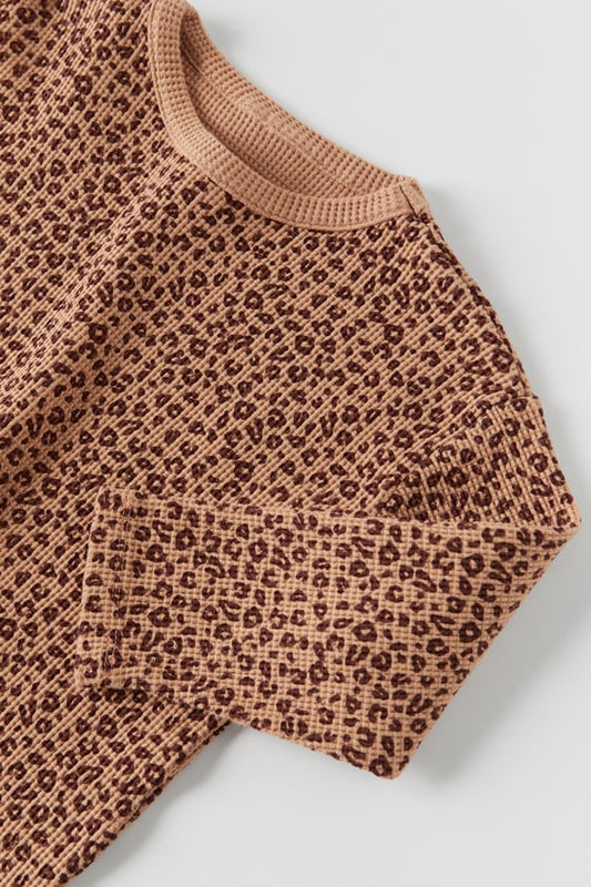 ZARA ANIMAL PRINT WAFFLE-KNIT T-SHIRT