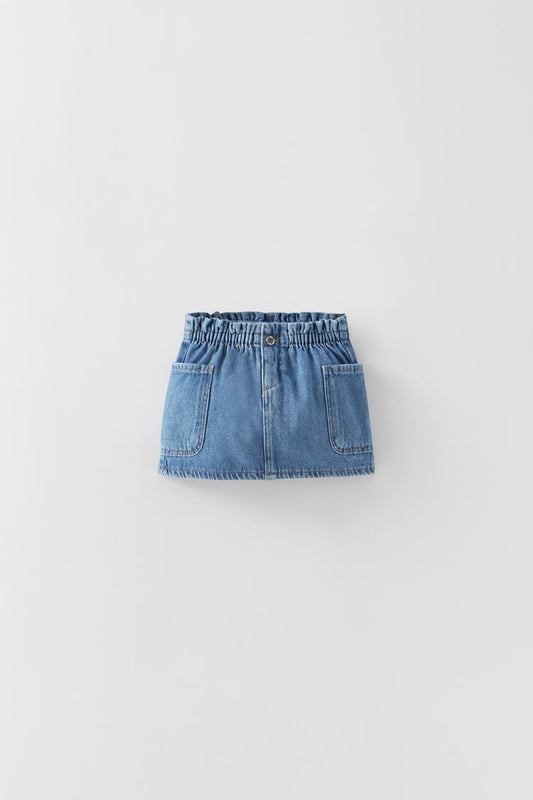 ZARA DENIM PAPERBAG SKIRT