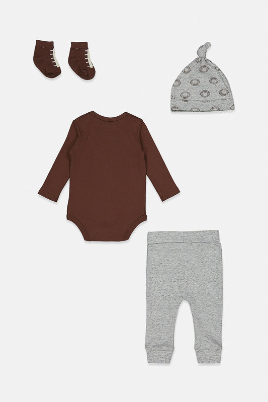 Starting Out Toddler Boy's Bodysuit, Pants, Hat With Matching Socks