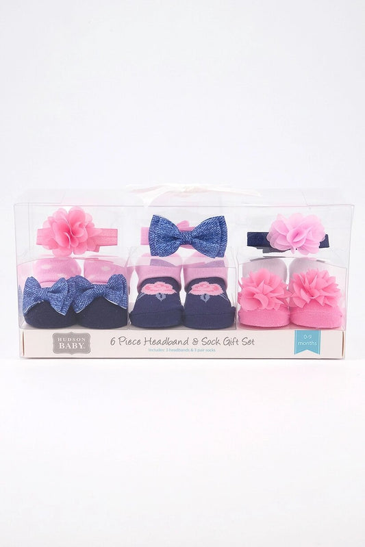 Hudson Baby 6 Pcs. Headband & Socks Gift Set