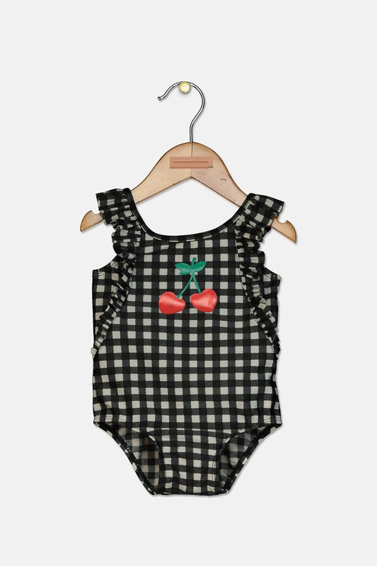 First Impression Baby Girls Gingham-Print Cherries Swimsuit