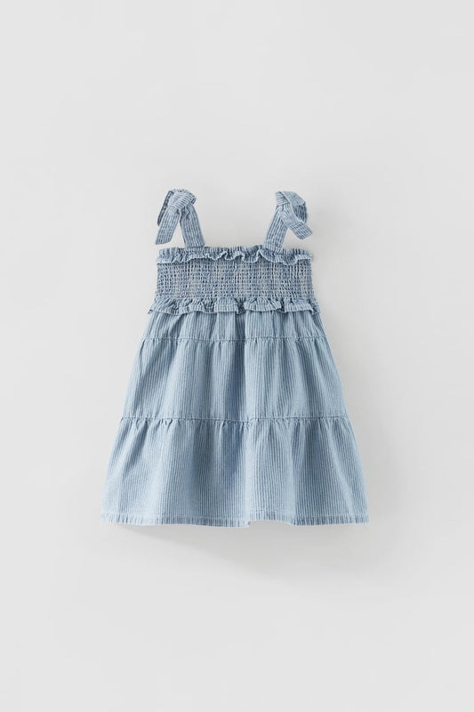 ZARA STRIPED DENIM DRESS