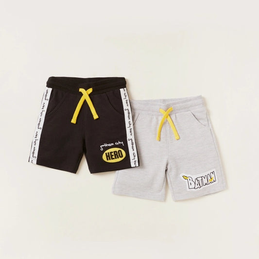 Batman Applique Shorts with Drawstring Waist and Pockets - Set of 2