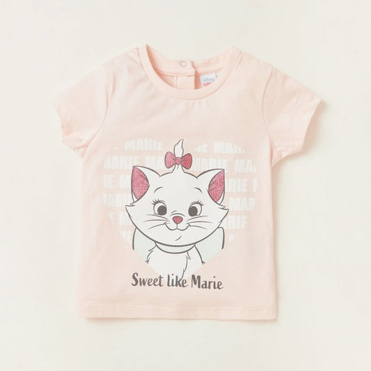 Disney Marie Print Round Neck T-shirt - Set of 2