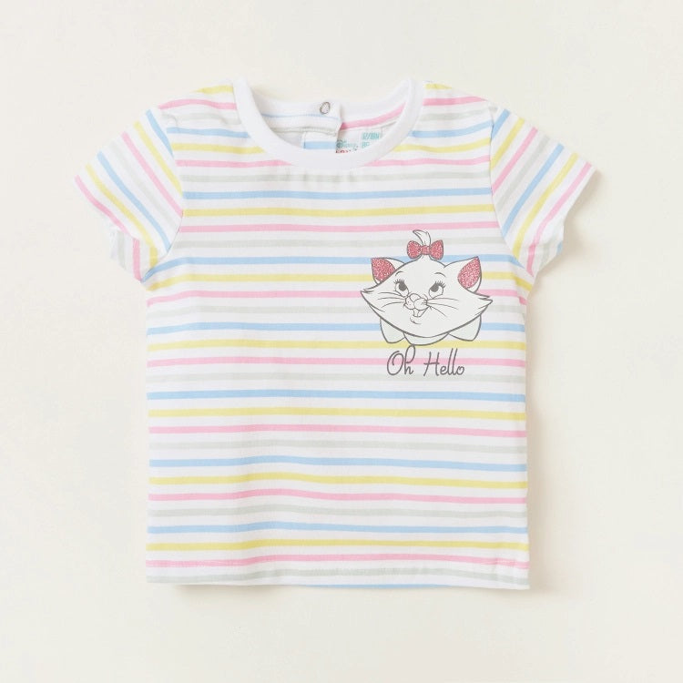 Disney Marie Print Round Neck T-shirt - Set of 2