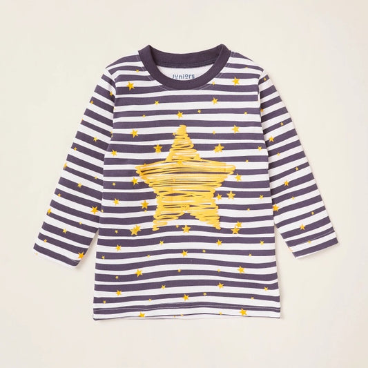 Juniors Printed Round Neck T-shirt and Full Length Pajama Set